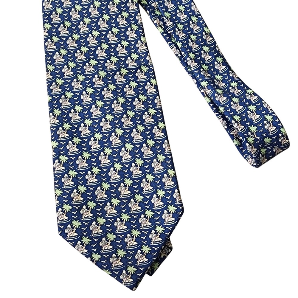 Vineyard Vines Martha's Vineyard Silk Neck Tie Man Guitar Beach Palm Trees Prep